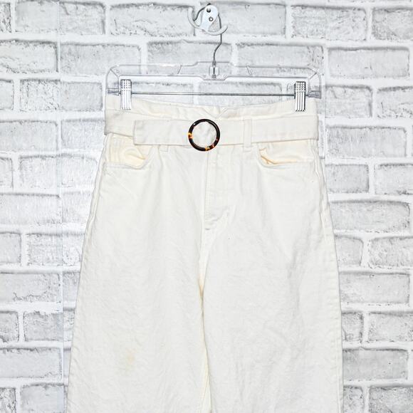 Reformation Women's Wilder Belted High Rise Wide Leg Jeans White size 26 - Picture 6 of 12